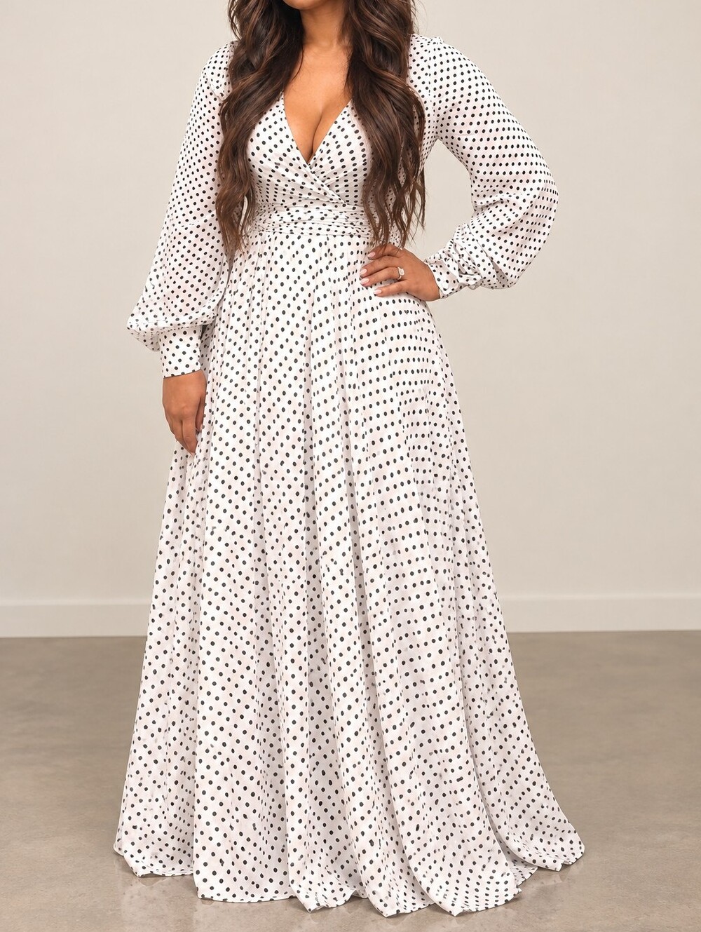 VA VA VOOM Floor-Length Bohemian Polka Dot Dress NWOT